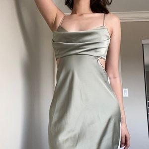 Sage green silk maxi dress